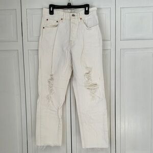Levi’s 501 White Distressed Button Fly Jeans
